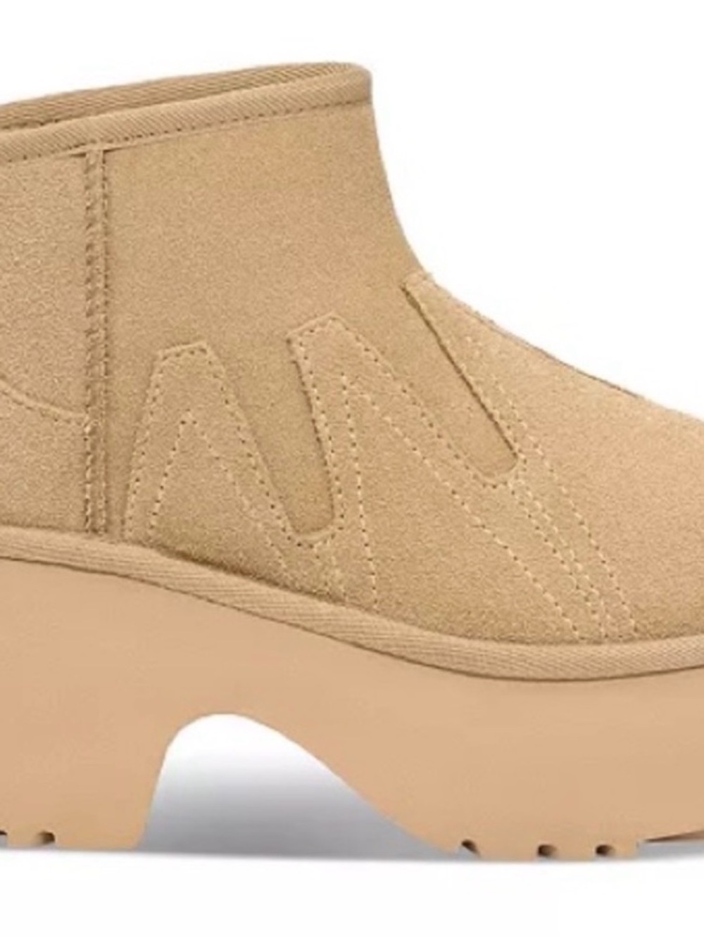 UGG Tan Suede Platform Ankle Booties with Chunky Sole